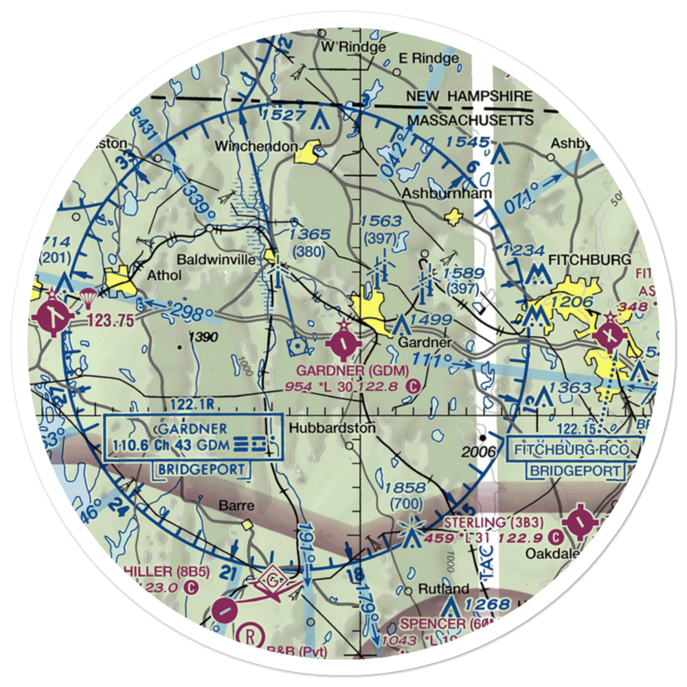 Gardner Municipal Airport (GDM) VFR Sectional Sticker (30 mile) 