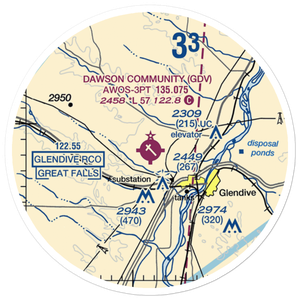 Dawson Community Airport (GDV) VFR Sectional Sticker (20 mile)