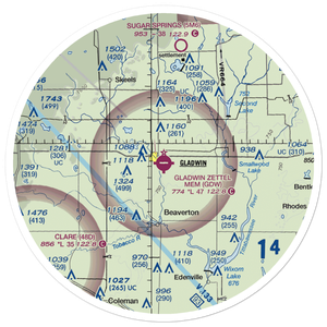 Gladwin Zettel Memorial Airport (GDW) VFR Sectional Sticker (30 mile)
