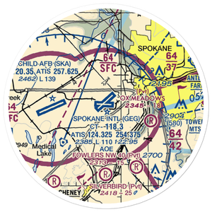 Spokane International Airport (GEG) VFR Sectional Sticker (20 mile)