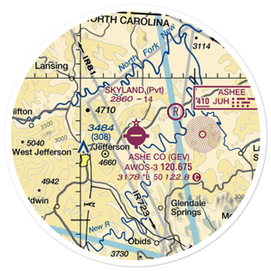 Ashe County Airport (GEV) VFR Sectional Sticker (20 mile)