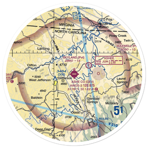 Ashe County Airport (GEV) VFR Sectional Sticker (30 mile)