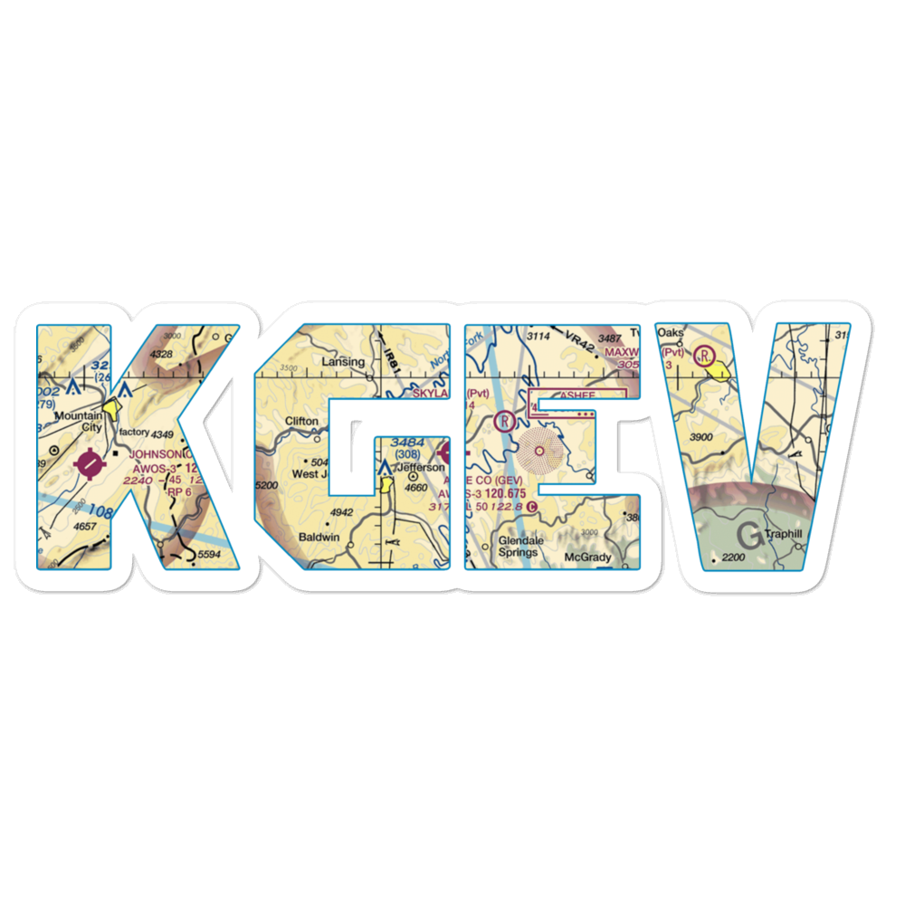 Ashe County Airport (GEV) VFR Sectional Sticker 