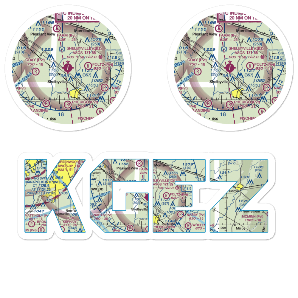 Shelbyville Municipal Airport (GEZ) VFR Sectional Sticker Pack 