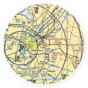 Malmstrom Air Force Base (GFA) VFR Sectional Sticker (30 mile)