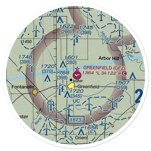 Greenfield Municipal Airport (GFZ) VFR Sectional Sticker (20 mile)