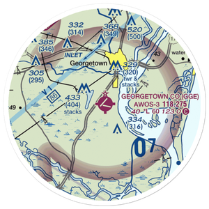 Georgetown County Airport (GGE) VFR Sectional Sticker (20 mile)