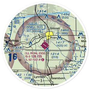 Grinnell Regional Airport (GGI) VFR Sectional Sticker (20 mile)
