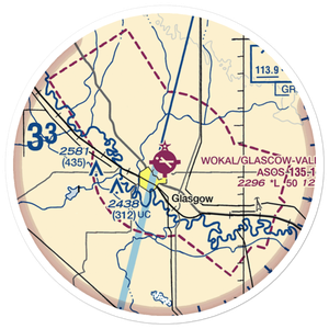 Wokal Field/Glasgow-Valley County Airport (GGW) VFR Sectional Sticker (20 mile)