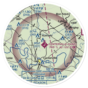 Centerville Municipal Airport (GHM) VFR Sectional Sticker (20 mile)