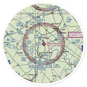 Centerville Municipal Airport (GHM) VFR Sectional Sticker (30 mile)