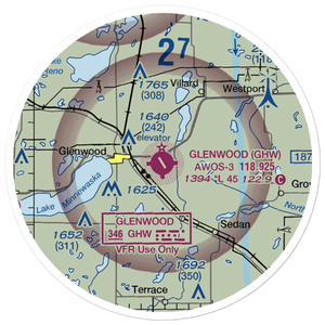 Glenwood Municipal Airport (GHW) VFR Sectional Sticker (20 mile)