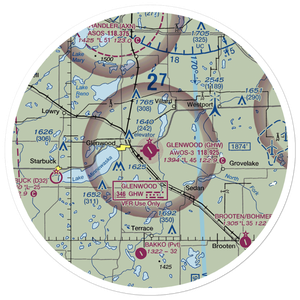 Glenwood Municipal Airport (GHW) VFR Sectional Sticker (30 mile)