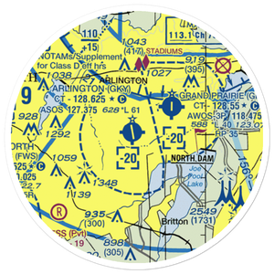 Arlington Municipal Airport (GKY) VFR Sectional Sticker (20 mile)