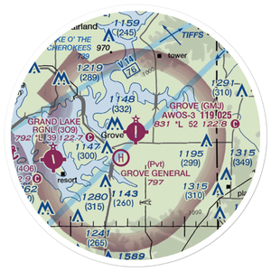 Grove Municipal Airport (GMJ) VFR Sectional Sticker (20 mile)