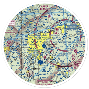 Greenville Downtown Airport (GMU) VFR Sectional Sticker (30 mile)