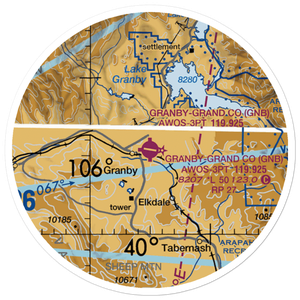 Granby Grand County Airport (GNB) VFR Sectional Sticker (20 mile)