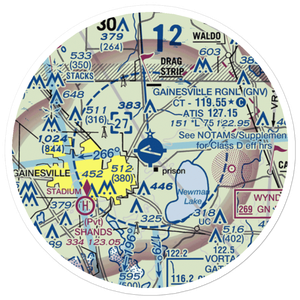 Gainesville Regional Airport (GNV) VFR Sectional Sticker (20 mile)