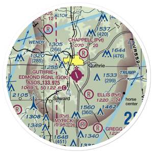 Guthrie-Edmond Regional Airport (GOK) VFR Sectional Sticker (20 mile)