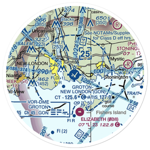 Groton New London Airport (GON) VFR Sectional Sticker (20 mile)
