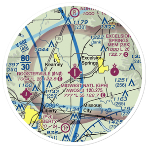 Midwest National Air Center Airport (GPH) VFR Sectional Sticker (20 mile)
