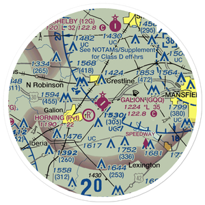 Galion Municipal Airport (GQQ) VFR Sectional Sticker (20 mile)