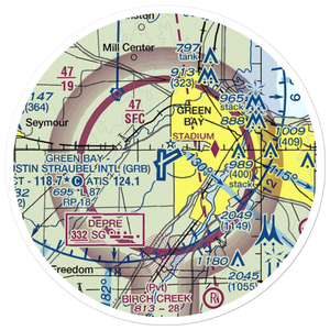 Austin Straubel International Airport (GRB) VFR Sectional Sticker (20 mile)