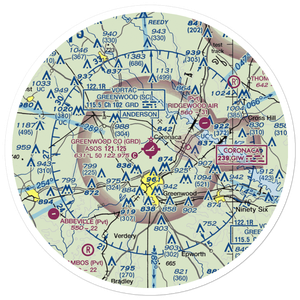 Greenwood County Airport (GRD) VFR Sectional Sticker (30 mile)