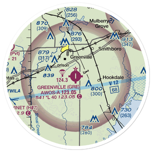 Greenville Airport (GRE) VFR Sectional Sticker (20 mile)