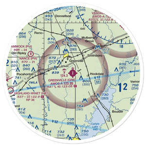 Greenville Airport (GRE) VFR Sectional Sticker (30 mile)