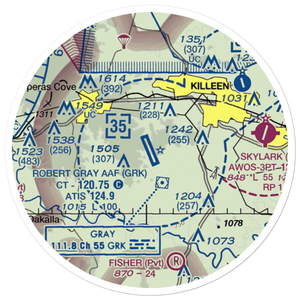 Robert Gray  Army Air Field Airport (GRK) VFR Sectional Sticker (20 mile)