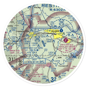 Robert Gray  Army Air Field Airport (GRK) VFR Sectional Sticker (30 mile)