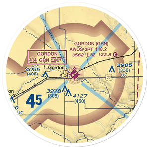 Gordon Municipal Airport (GRN) VFR Sectional Sticker (20 mile)