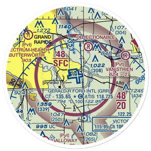 Gerald R. Ford International Airport (GRR) VFR Sectional Sticker (20 mile)