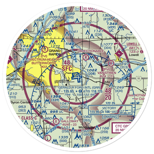 Gerald R. Ford International Airport (GRR) VFR Sectional Sticker (30 mile)
