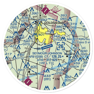 Seymour Johnson Air Force Base (GSB) VFR Sectional Sticker (20 mile)