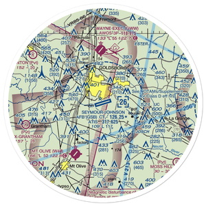 Seymour Johnson Air Force Base (GSB) VFR Sectional Sticker (30 mile)