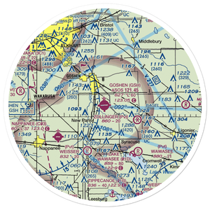 Goshen Municipal Airport (GSH) VFR Sectional Sticker (30 mile)