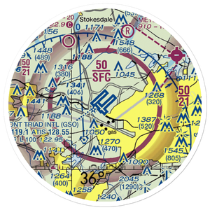 Piedmont Triad International Airport (GSO) VFR Sectional Sticker (20 mile)