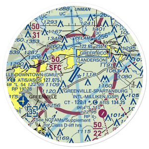 Greenville Spartanburg International Airport (GSP) VFR Sectional Sticker (20 mile)