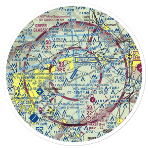 Greenville Spartanburg International Airport (GSP) VFR Sectional Sticker (30 mile)