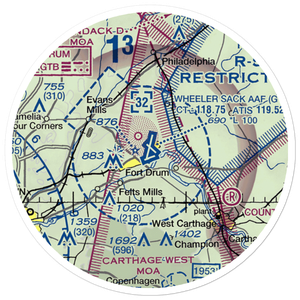 Wheeler Sack Army Air Field (GTB) VFR Sectional Sticker (20 mile)
