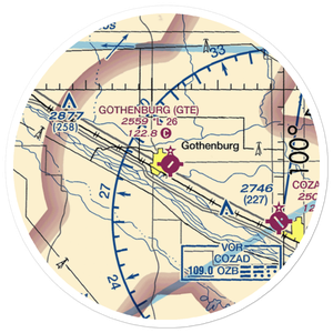 Gothenburg Municipal Airport (GTE) VFR Sectional Sticker (20 mile)