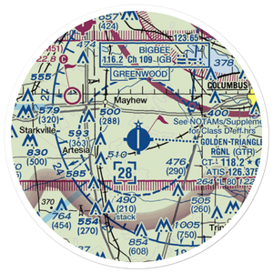 Golden Triangle Regional Airport (GTR) VFR Sectional Sticker (20 mile)