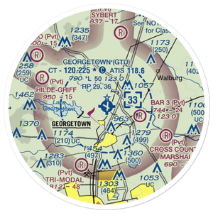 Georgetown Municipal Airport (GTU) VFR Sectional Sticker (20 mile)