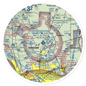 Georgetown Municipal Airport (GTU) VFR Sectional Sticker (30 mile)