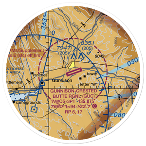 Gunnison Crested Butte Regional Airport (GUC) VFR Sectional Sticker (20 mile)