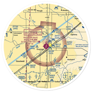 Guymon Municipal Airport (GUY) VFR Sectional Sticker (30 mile)