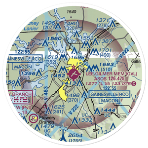 Lee Gilmer Memorial Airport (GVL) VFR Sectional Sticker (20 mile)