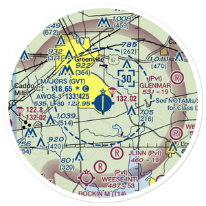 Majors Airport (GVT) VFR Sectional Sticker (20 mile)
